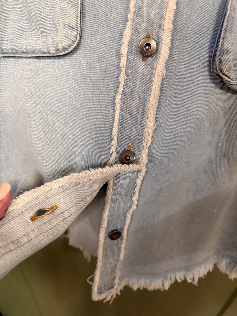 NEW Light Wash Distressed Denim Jacket - Light Blue - Picture 6 of 8